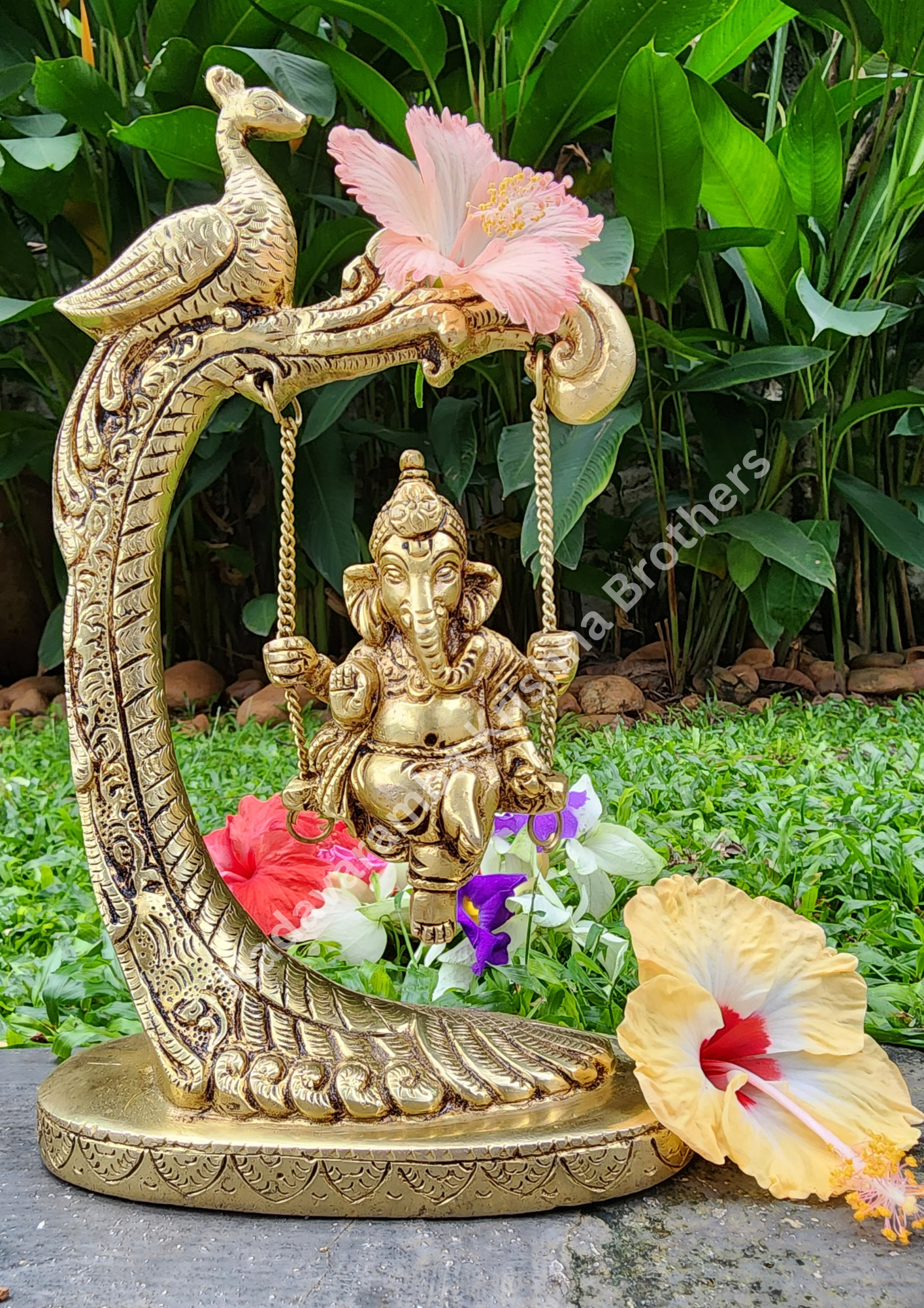 Lord Ganesh on Swing 9.5inch JG-1