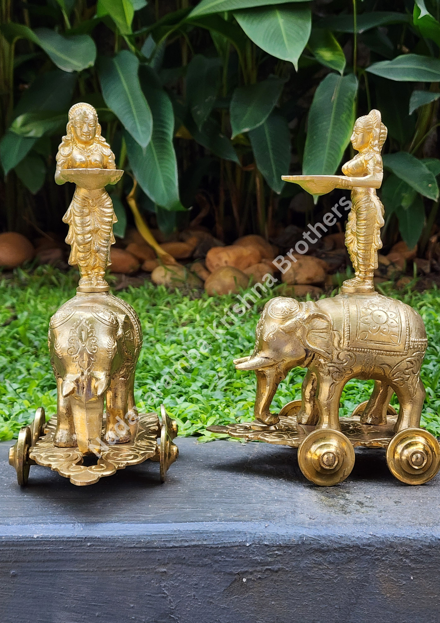 Pavai on Yanai Vilakku/Elephant Lamp with Wheels