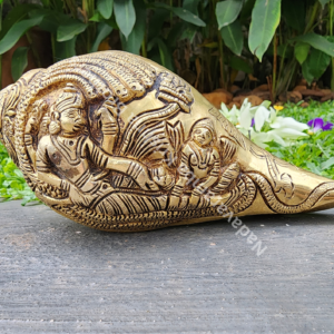 Brass Shankh Vishnu and Lakshmi