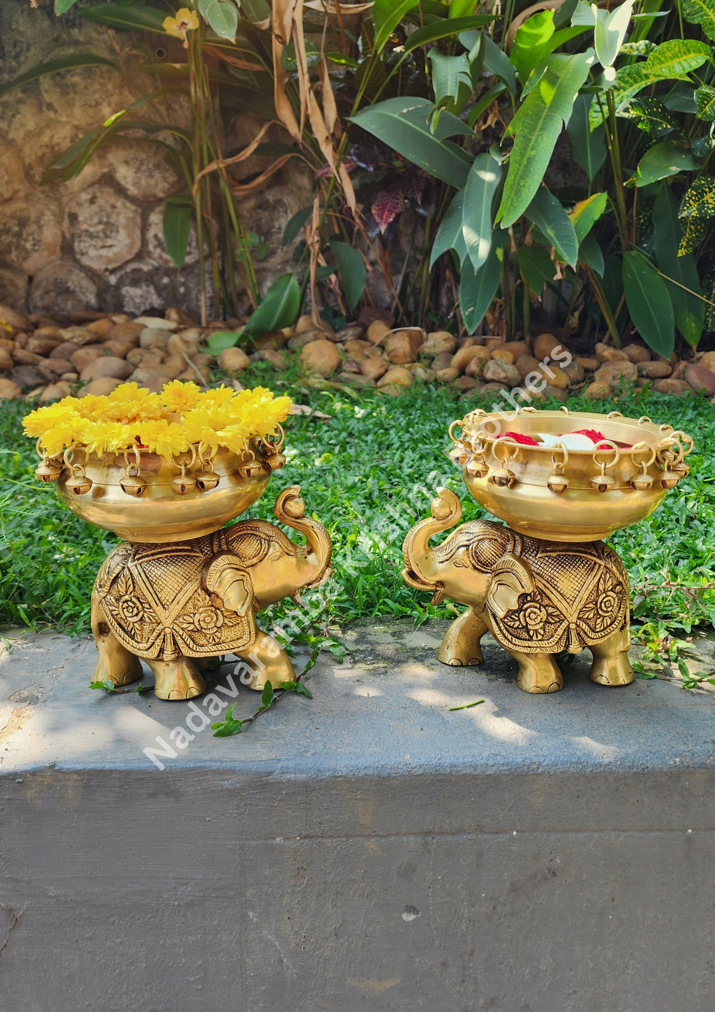 Brass Elephant Decor with Urli BS-AAB-2 - Image 5