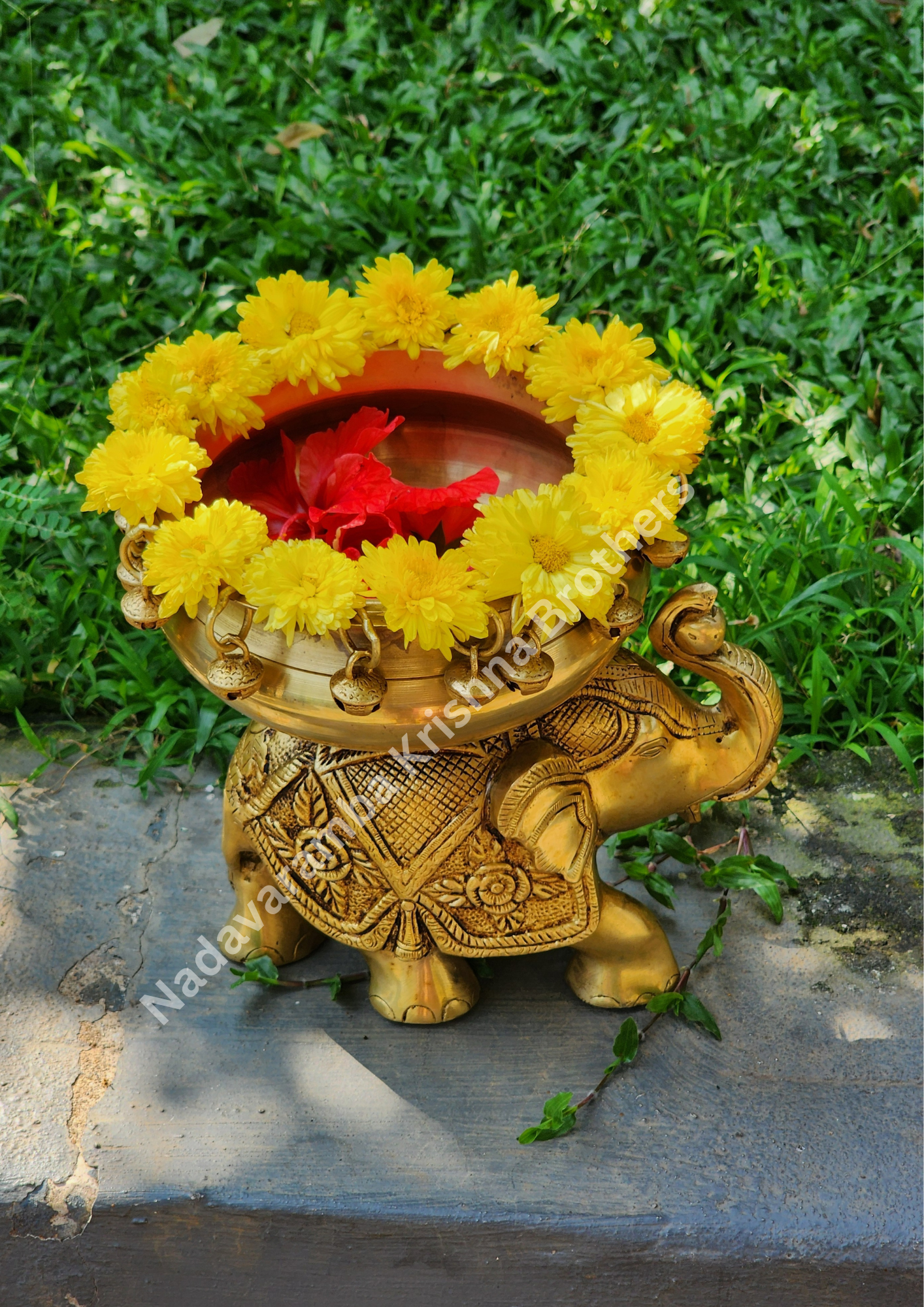 Brass Elephant Decor with Urli BS-AAB-2 - Image 4