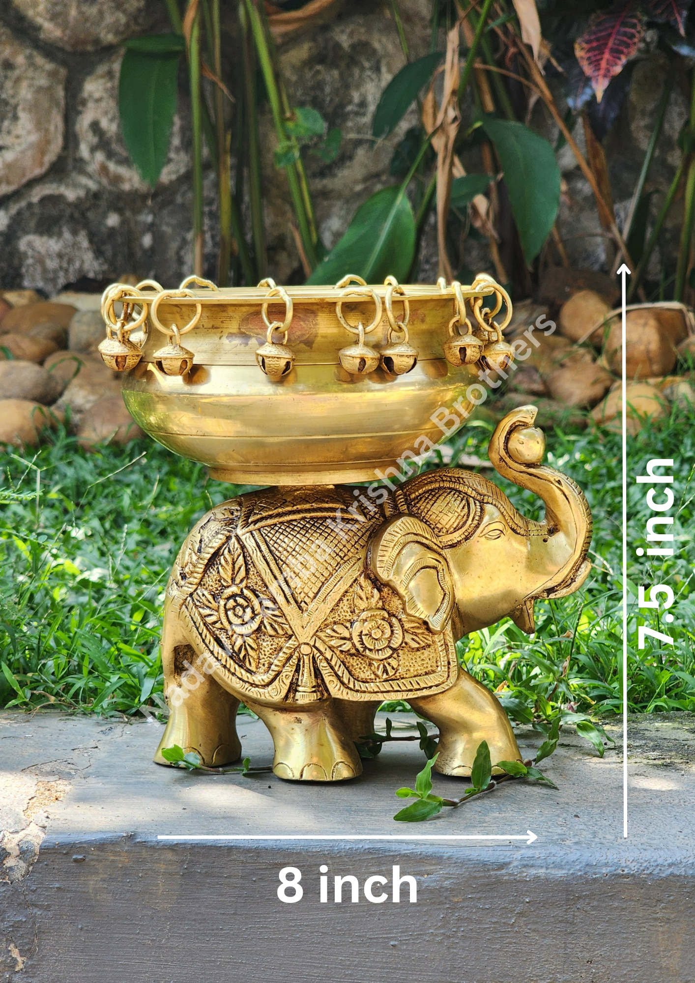 Brass Elephant Decor with Urli BS-AAB-2