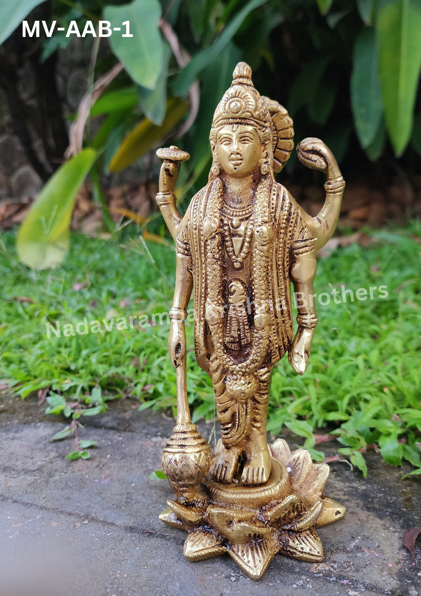 Standing Mahavishnu with Gadha 8.5 inch (MV-AAB-1) - Image 4