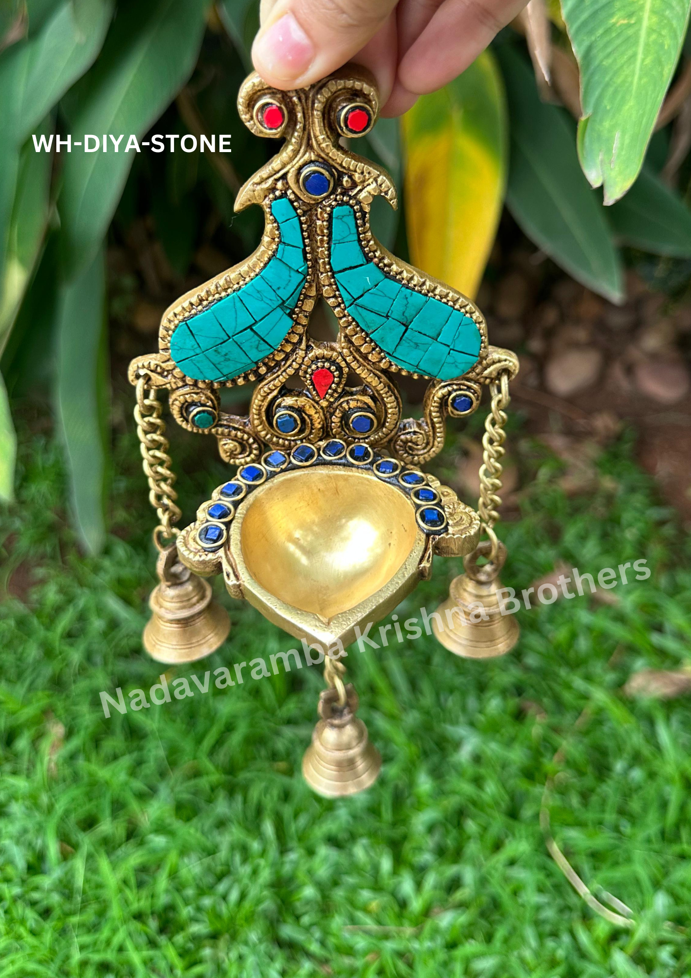 Wall Hanging Diya embedded with Stone (WH-DIYA-STONE) - Image 4