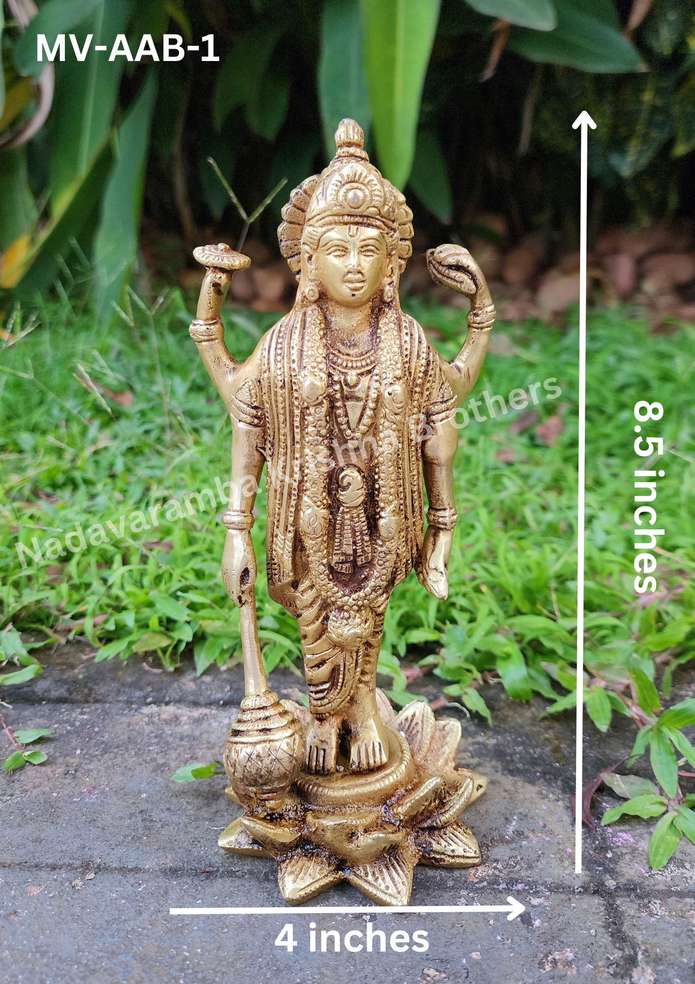 Standing Mahavishnu with Gadha 8.5 inch (MV-AAB-1) - Image 2