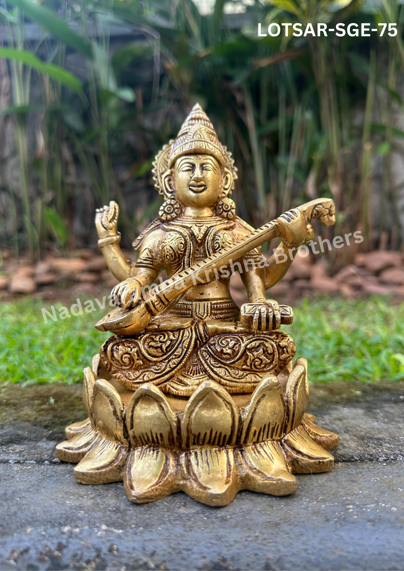 Goddess Saraswathi 7.5 inch (LOTSAR-SGE-75)