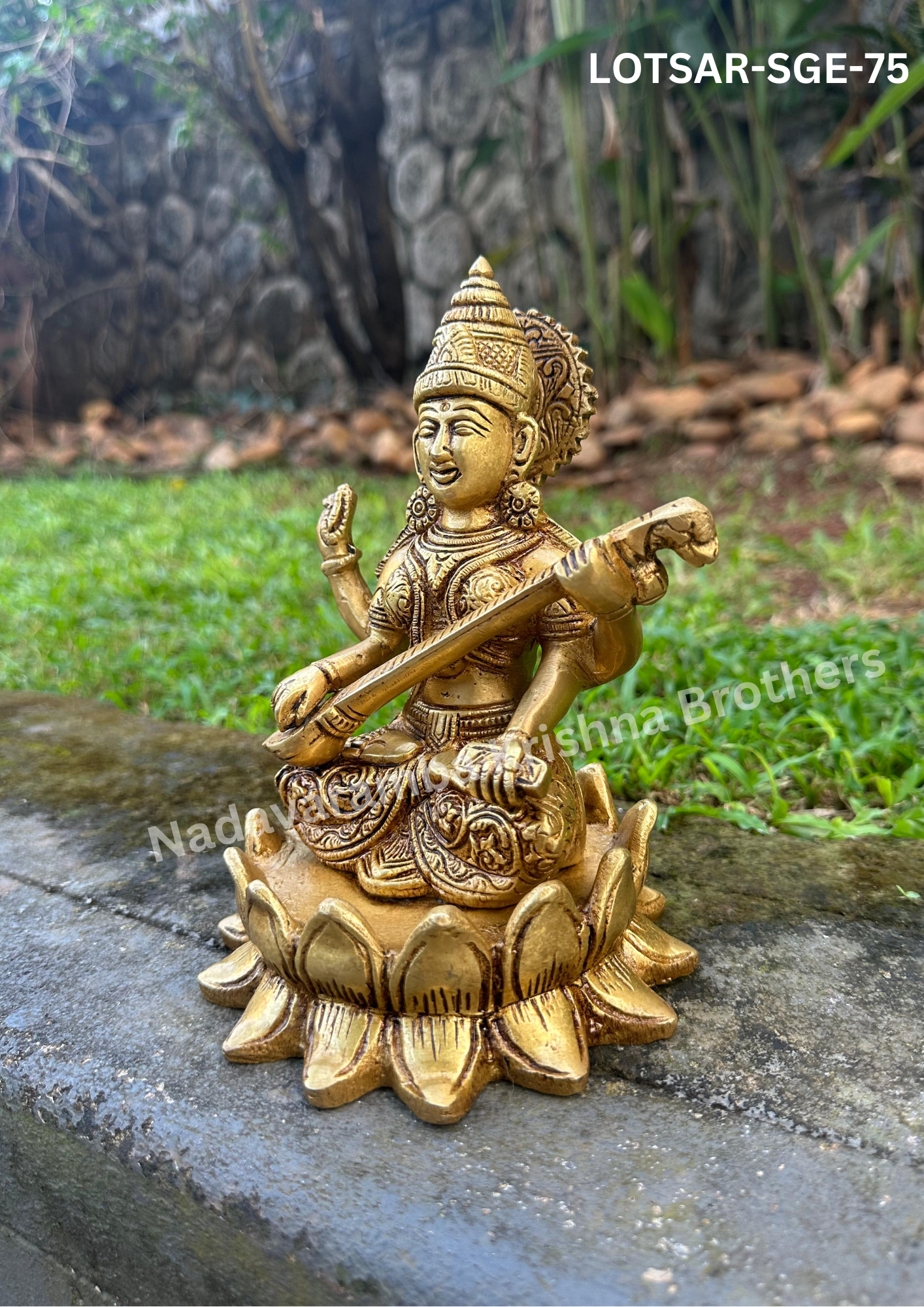 Goddess Saraswathi 7.5 inch (LOTSAR-SGE-75) - Image 3