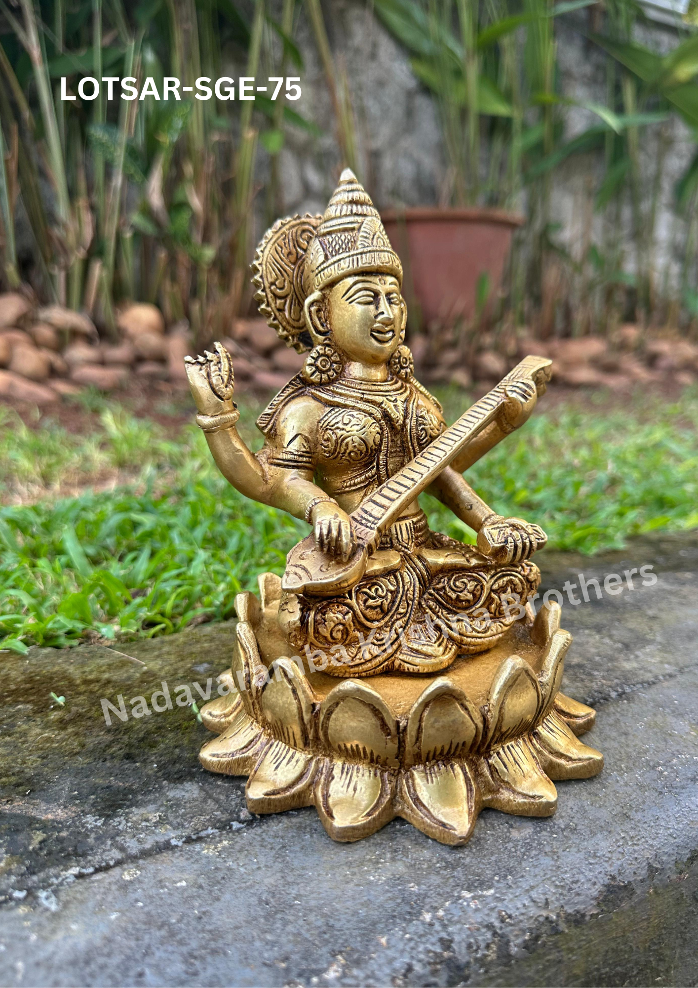Goddess Saraswathi 7.5 inch (LOTSAR-SGE-75) - Image 4