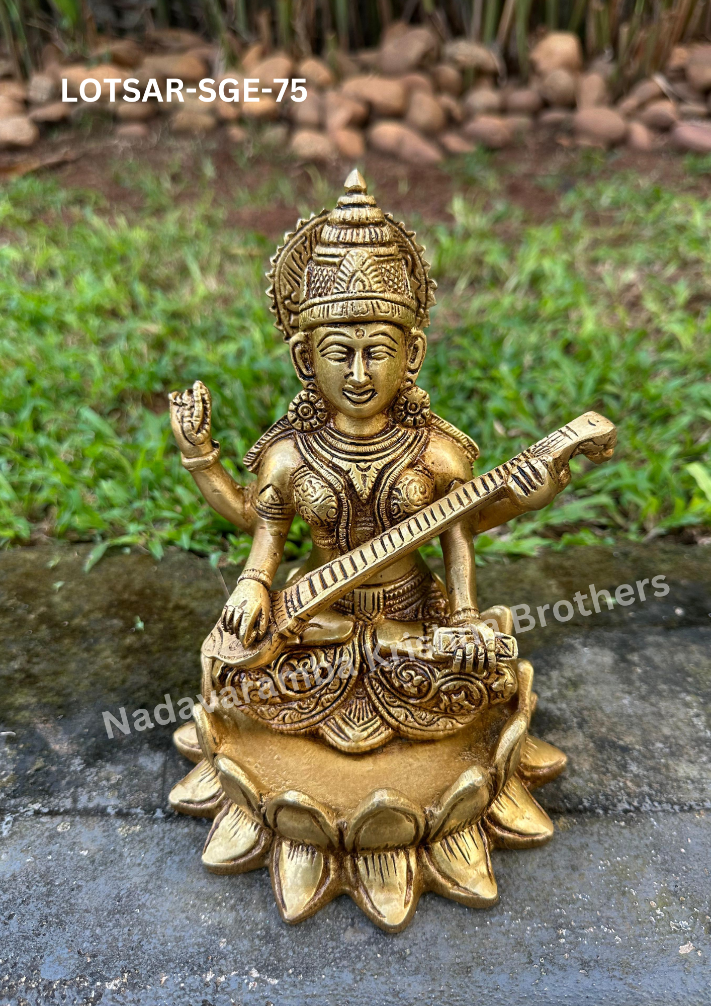 Goddess Saraswathi 7.5 inch (LOTSAR-SGE-75) - Image 5