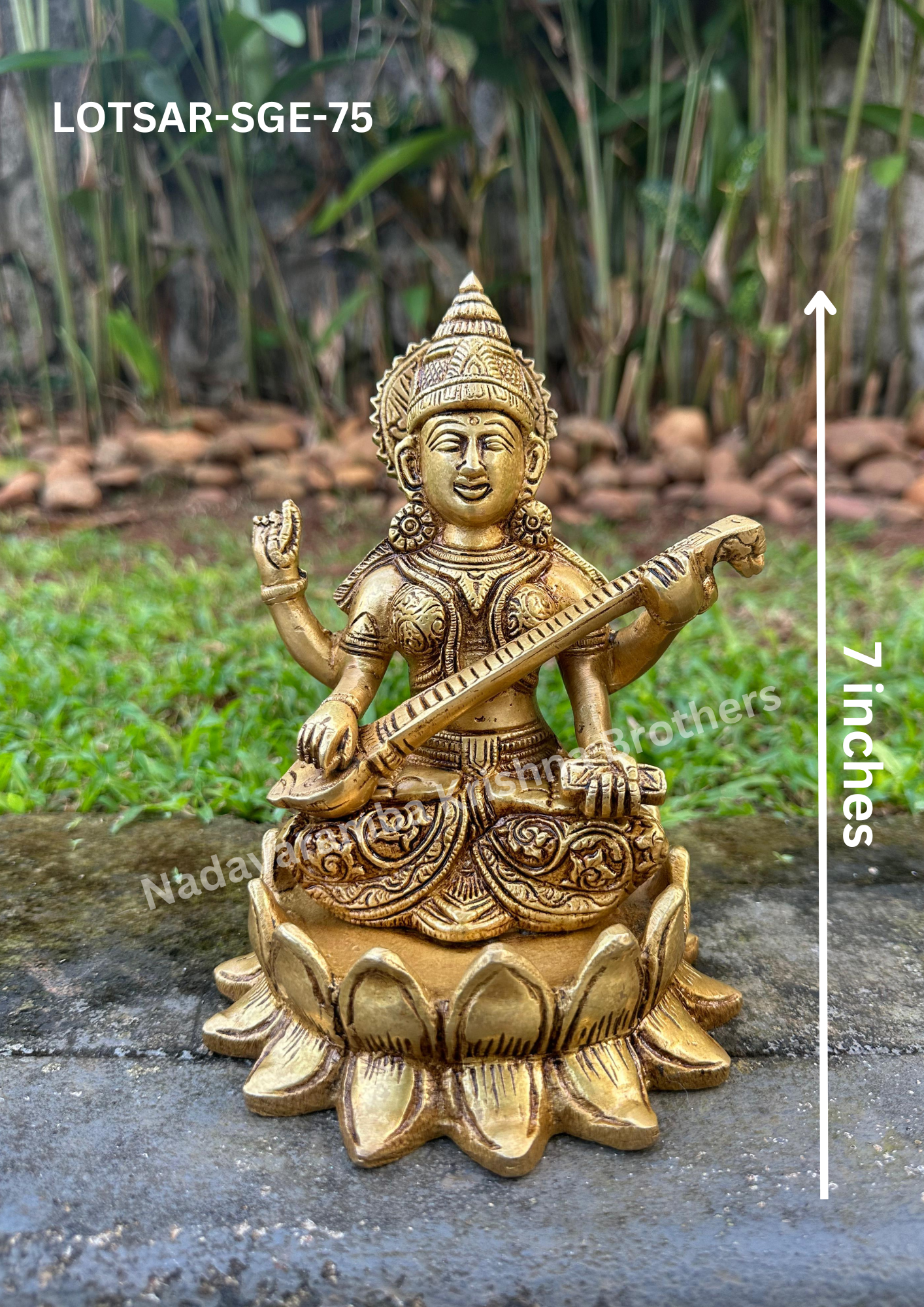 Goddess Saraswathi 7.5 inch (LOTSAR-SGE-75) - Image 6