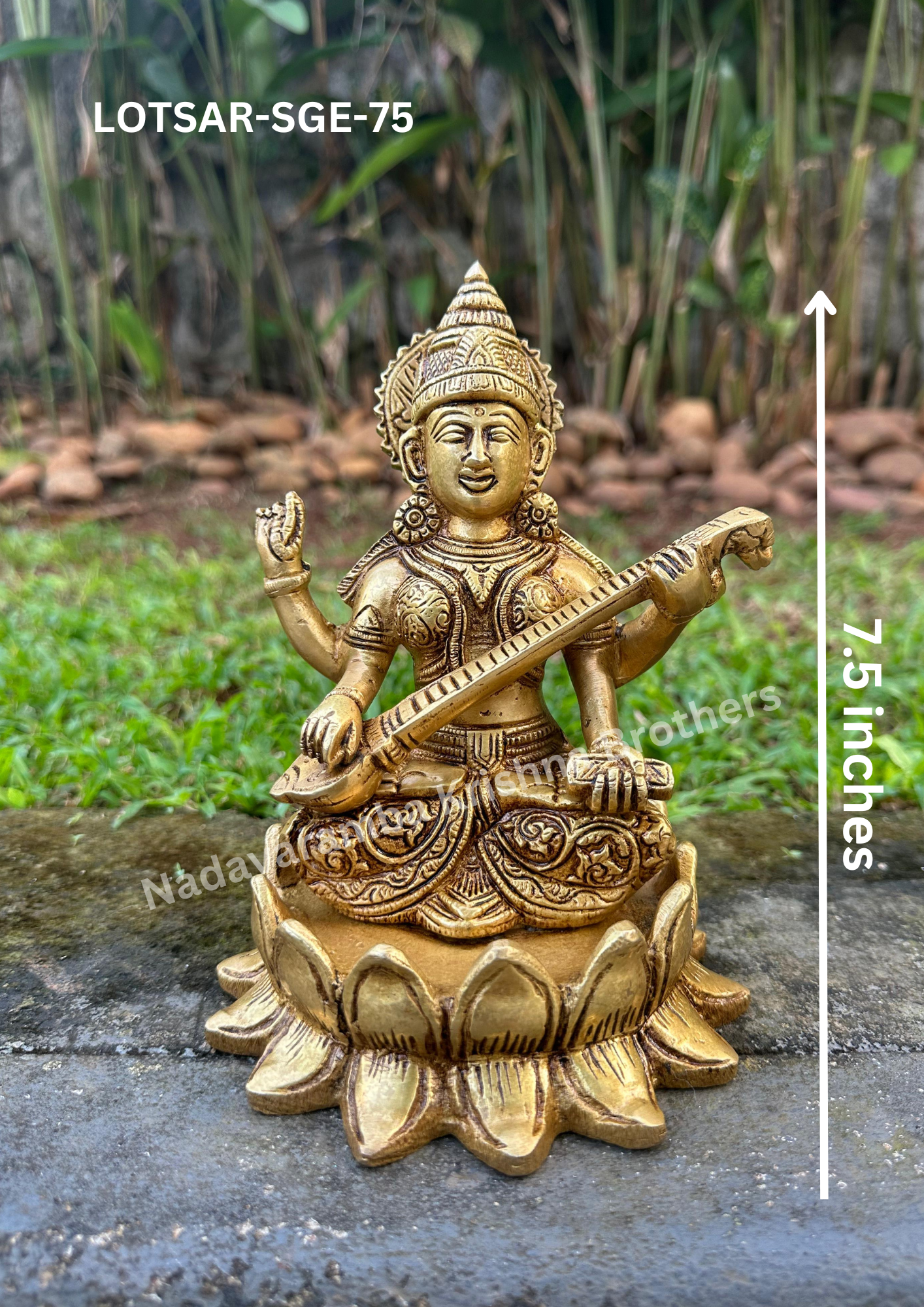Goddess Saraswathi 7.5 inch (LOTSAR-SGE-75) - Image 7