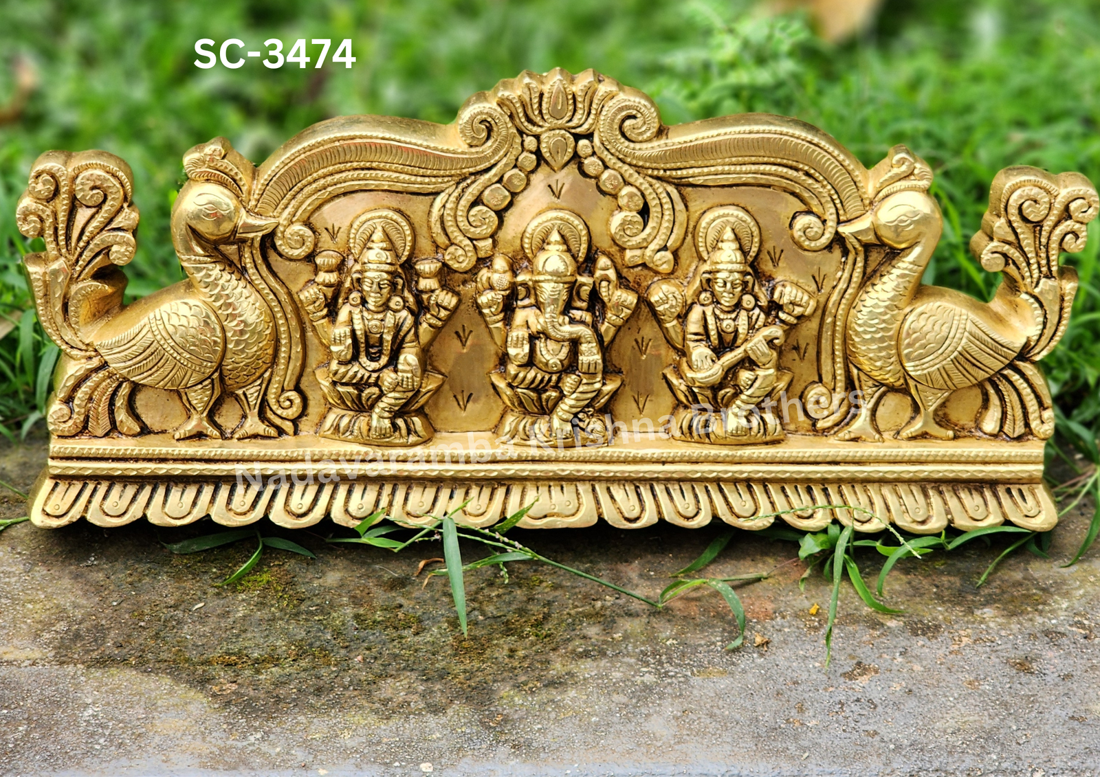 Lakshmi, Ganapathi and Saraswati wall hanging plate (SC-3474) - Image 5