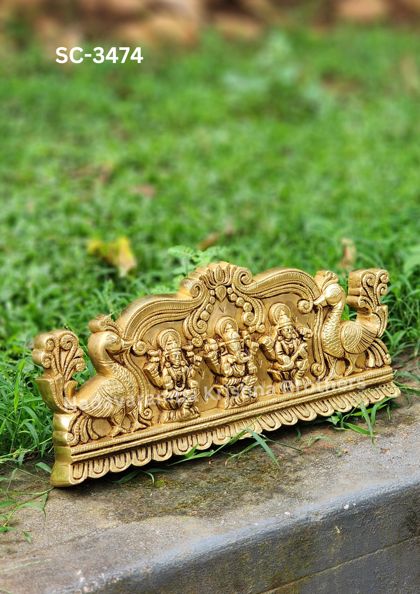 Lakshmi, Ganapathi and Saraswati wall hanging plate (SC-3474) - Image 3