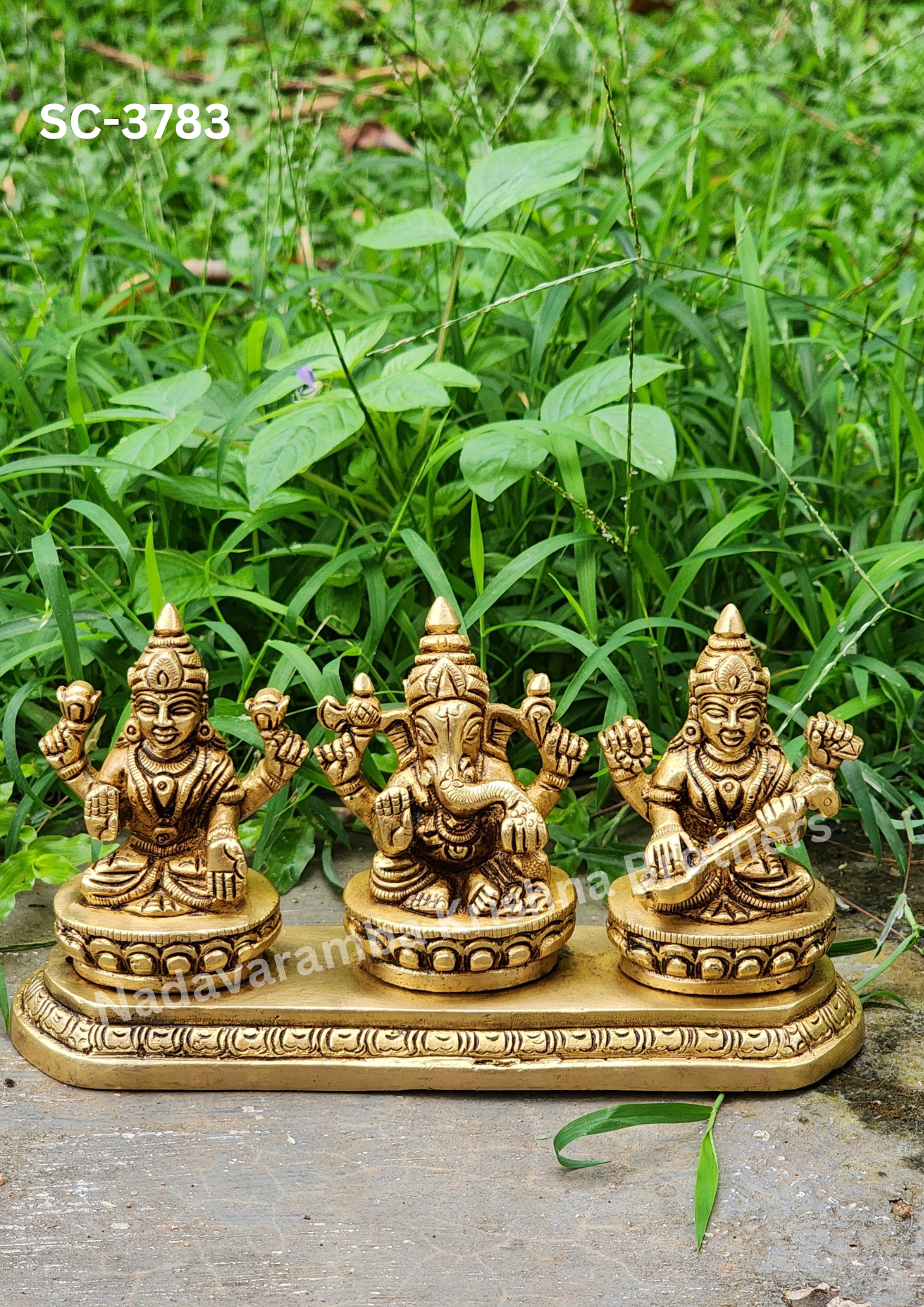 Brass Lakshmi, Ganesha, Saraswati Idol Set (SC-3783)