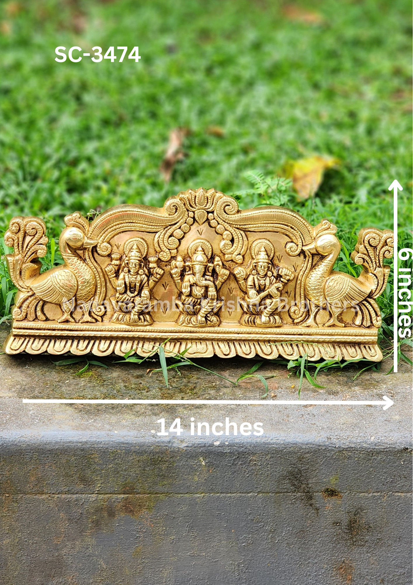 Lakshmi, Ganapathi and Saraswati wall hanging plate (SC-3474) - Image 2