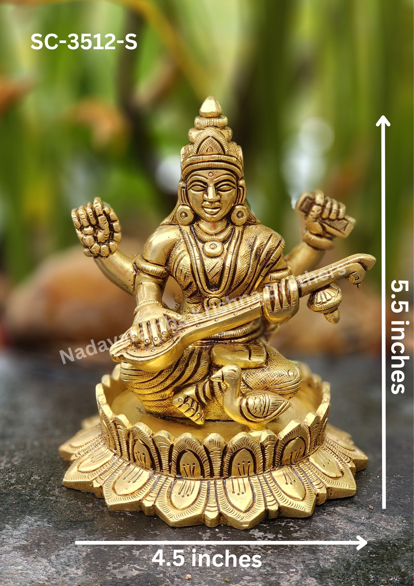 Goddess Saraswathi 5.5 inch (SC-3512-S) - Image 2
