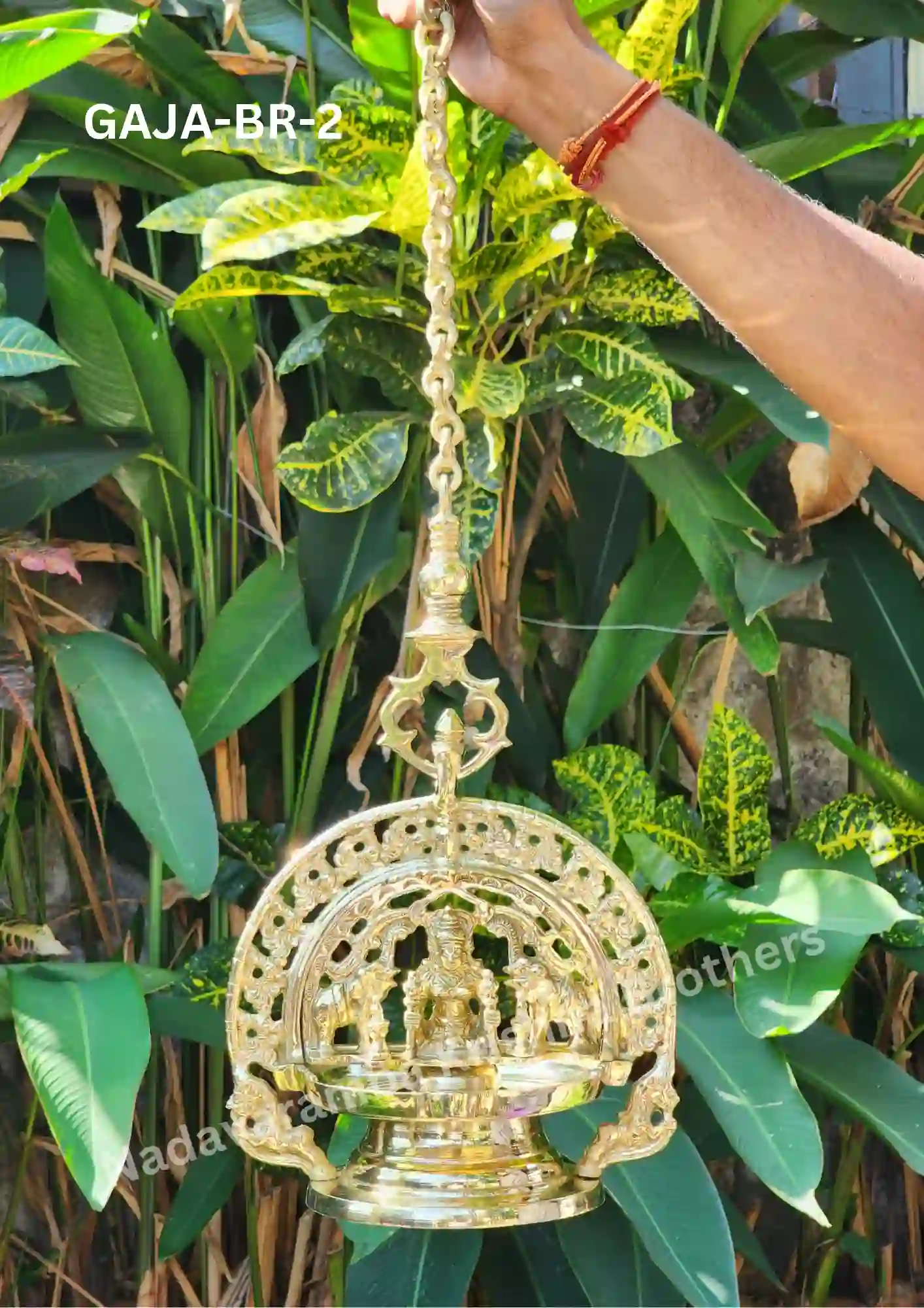 Bronze Handmade Gajalakshmi Hanging Vilakku - Image 4