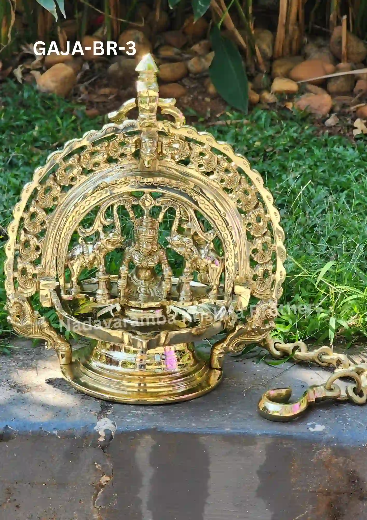 Bronze Handmade Gajalakshmi Hanging Vilakku - Image 3