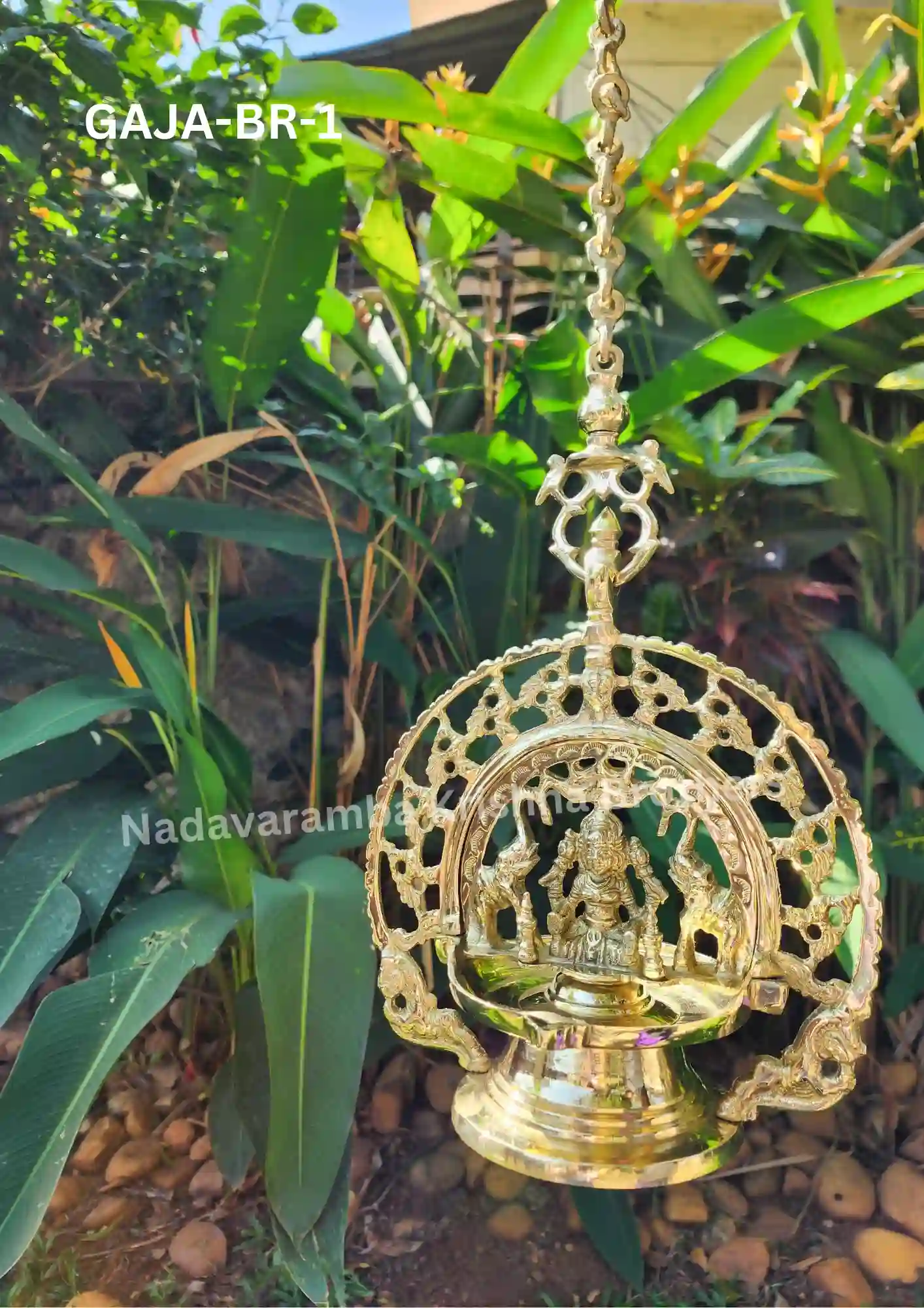 Bronze Handmade Gajalakshmi Hanging Vilakku - Image 6