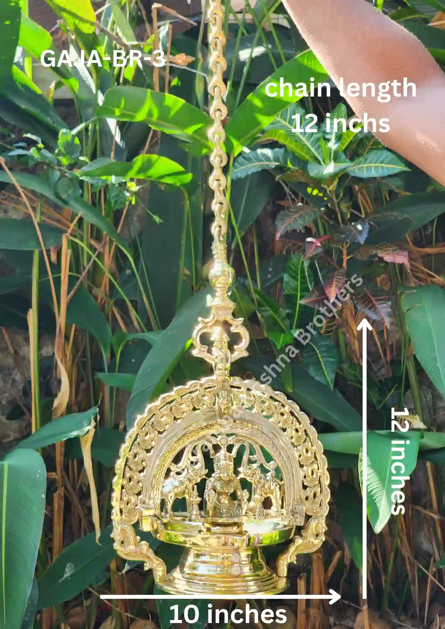 Bronze Handmade Gajalakshmi Hanging Vilakku - Image 2