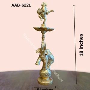 Ganesha standing deepak on top of Elephant